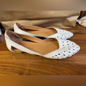 Spring Step Delorse Shoes Women's 40 White Leather D'orsay Flats